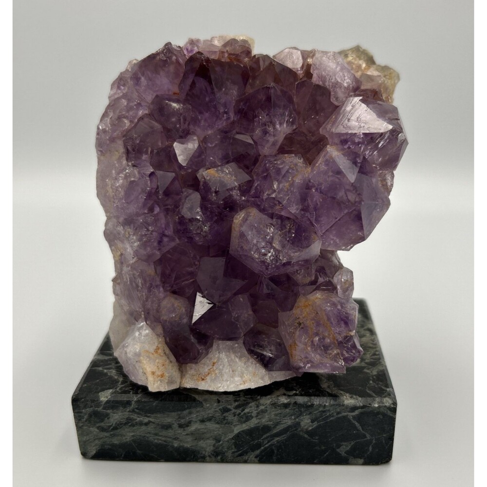 Natural Amethyst Crystal Cluster Marble Base 4.5" Tall 2.5 Lbs Mineral Speciman
